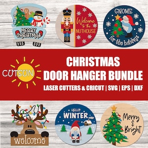 Christmas Door Hanger SVG Bundle | Christmas Welcome Signs SVG Bundle | Laser Cut File | Cricut svg - 2023