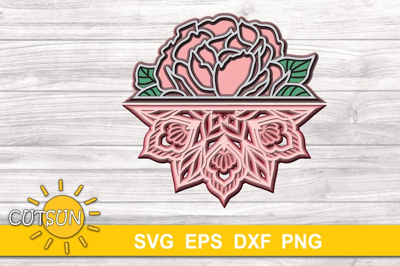 Download Clip Art Art Collectibles 3d Layered Peony Split Mandala 5 Layers