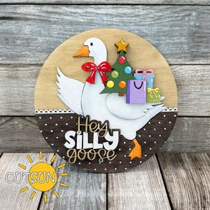 Christmas Add-On SVG for Interchangeable Goose & Chicken Door Hangers and shelf sitters | Holiday Goose Laser Cut File | Funny Christmas SVG
