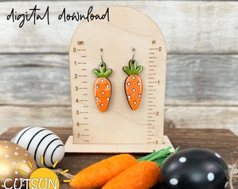 Carrot Earring SVG | Polka Dot Carrot Dangle Earrings | Laser Cut File | Laser jewelry svg