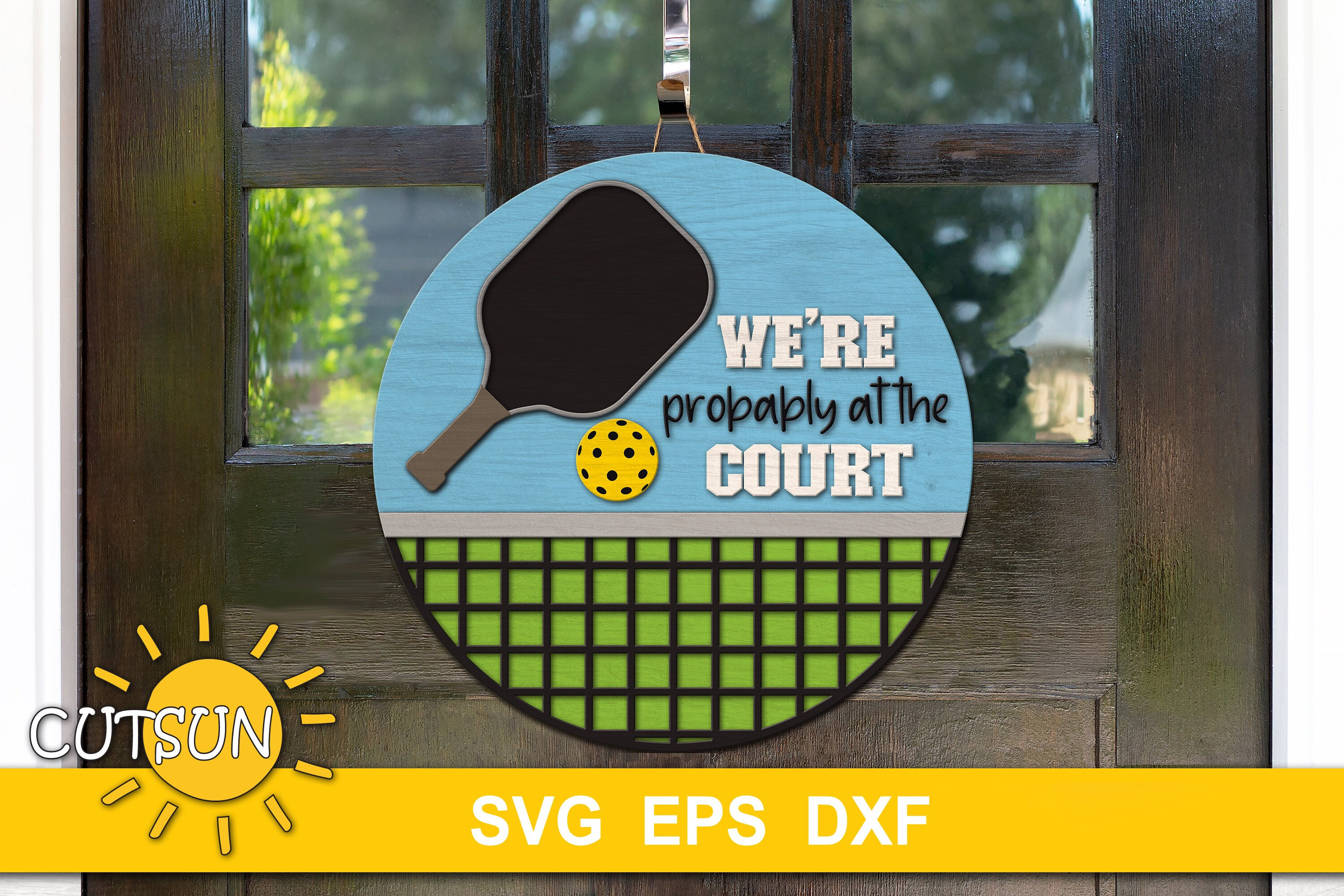 Pickleball door hanger SVG | Pickleball round door hanger SVG | Pickleball svg | Glowforge SVG | Laser cut file | Cricut svg