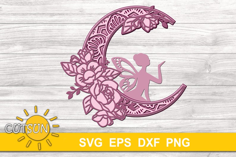 Download 3D Layered Fairy Mandala SVG Fairy SVG Fairy and Moon SVG ...