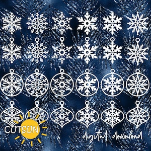 Pacote SVG de enfeites de floco de neve | Pacote SVG de Natal | Pacote SVG de floco de neve