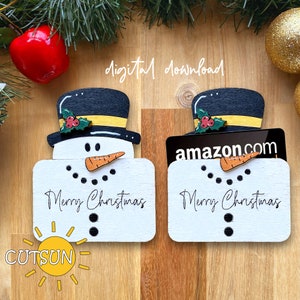 雪だるまギフトカードホルダー SVG クリスマスギフトカードホルダー SVG 雪だるま SVG かわいいギフトカードホルダー SVG レーザーカットファイル Glowforge SVG