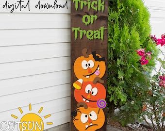 Halloween Pumpkins Porch Sign SVG | Vertical Porch Leaner | Laser Cut File
