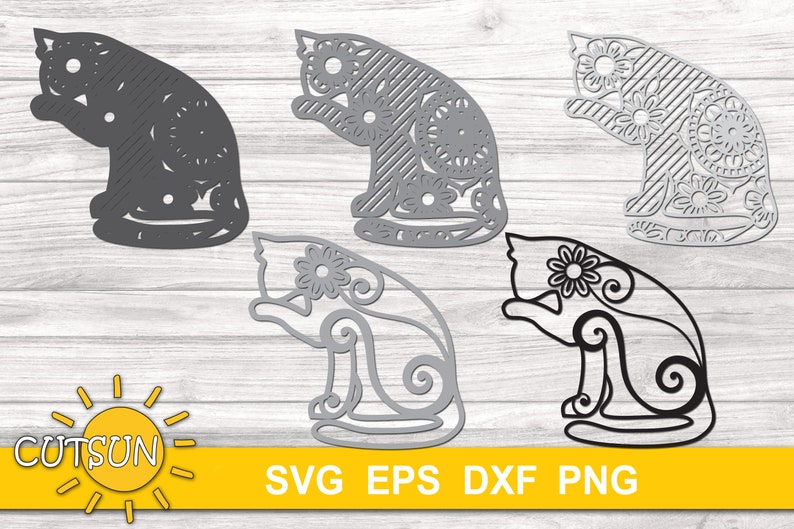 Download 3D Layered Mandala Cat 2 3D layered DXF laser cut SVG 5 | Etsy