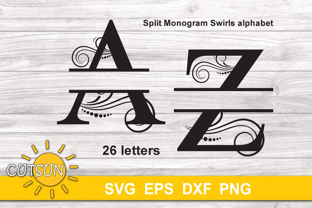 A-Z Split Monogram SVG Swirls Letter SVG Split Letters SVG - Etsy