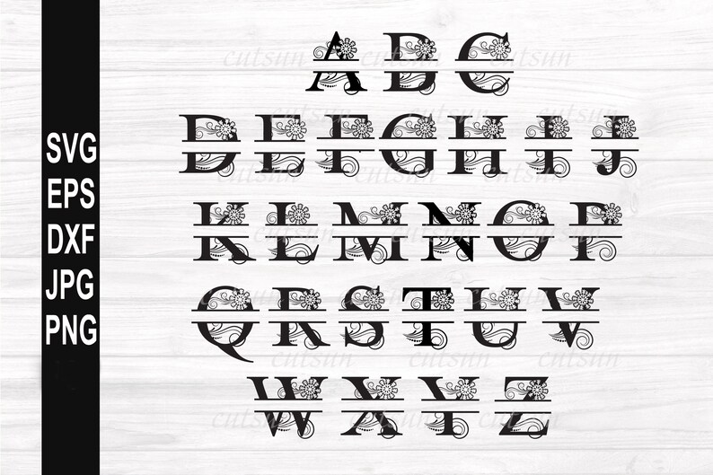 Download A-Z Split Monogram SVG Snowflake Letter SVG Split letters ...