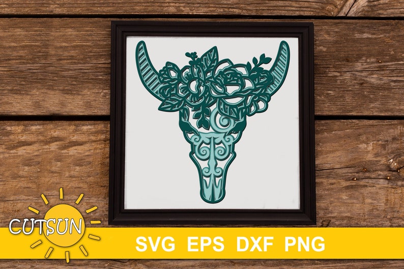 Download Laser Cut 3d Cow Skull With Flowers Layered Mandala Svg File Glowforge Skull Svg Commercial Use Paper Party Kids Craft Supplies Tools Safarni Org