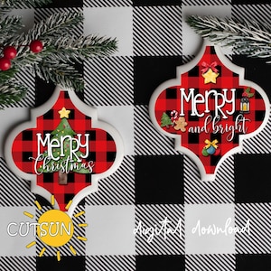 Arabesque Tile Christmas Ornaments DIY Kit | Print and Cut Stickers | Christmas Sublimation PNG Files