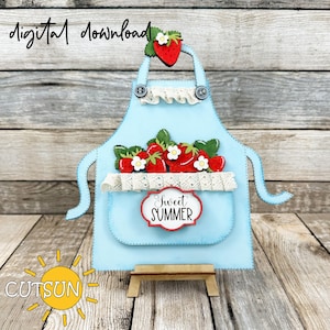 Tablier d'été doux Ajout SVG | Garde d'étagères aux fraises | Décoration de cuisine interchangeable | Lime d'été découpée au laser pour Glowforge, Xtool