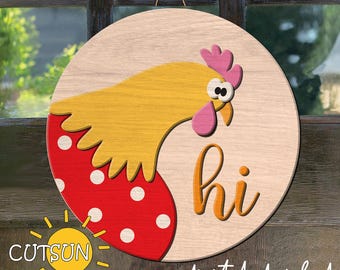 Chicken Door Hanger SVG | Farmhouse door hanger SVG | Chicken Hi door hanger SVG