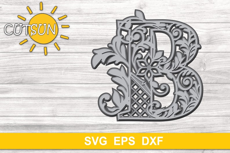 Download 3D Alphabet Layered Mandala B 3 layers svg eps dxf ...
