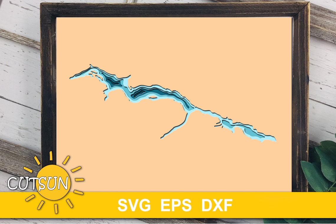 Layered Dead River Basin Lake Map SVG EPS DXF 5 Layers Etsy