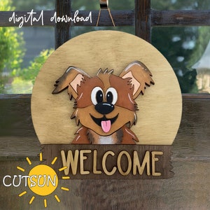 Porta de cachorro SVG Placa de porta redonda intercambiável svg Cachorro svg ARQUIVO BASE Glowforge svg Arquivo cortado a laser