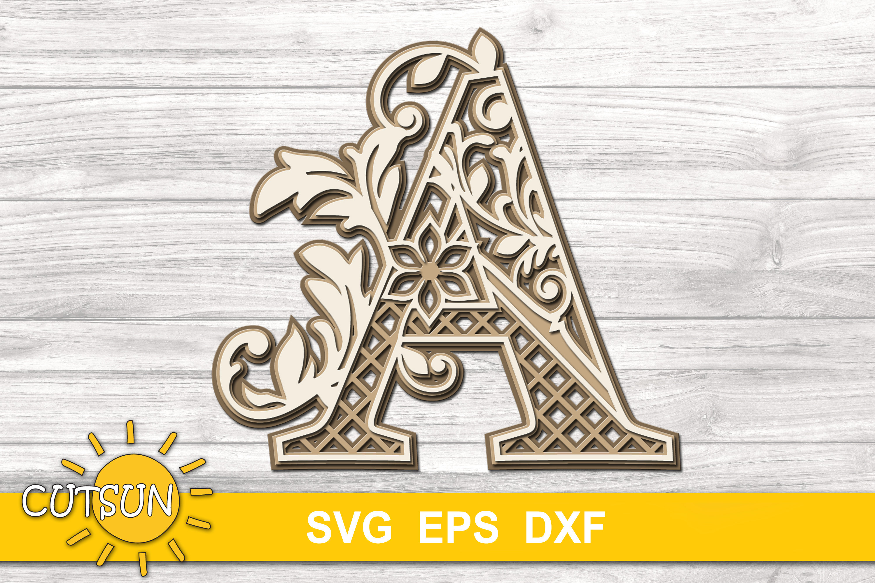 3D Alphabet Layered Mandala SVG A–Z | 26 Letters 3 Layers | Laser Cut ...