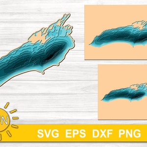 Layered Lake Ontario Karte SVG EPS DXF - 11 Layer | Cricut | Silhouette | Glühschmiede | Laserschneider