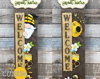 Bee svg Vertical Porch Leaner, Home sweet home svg, Front porch decor, Rustic home decor, Farmhouse decor, Laser cut file, Instant download