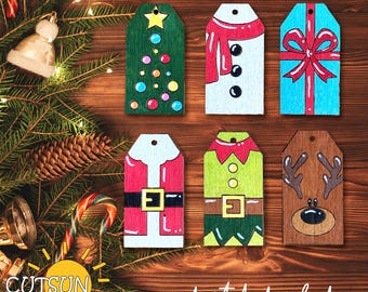 Christmas Tags SVG Bundle | Cute Christmas Gift Tags | Laser Cut File for Glowforge and Cricut