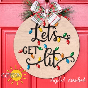 Christmas lights Door Hanger SVG Christmas welcome sign Christmas lights svg Christmas decor Laser cut file Glowforge svg Cricut svg