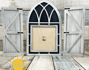 Farmhouse Window Interchangeable SVG | Rustic Window Sign Base | Laser Cut File