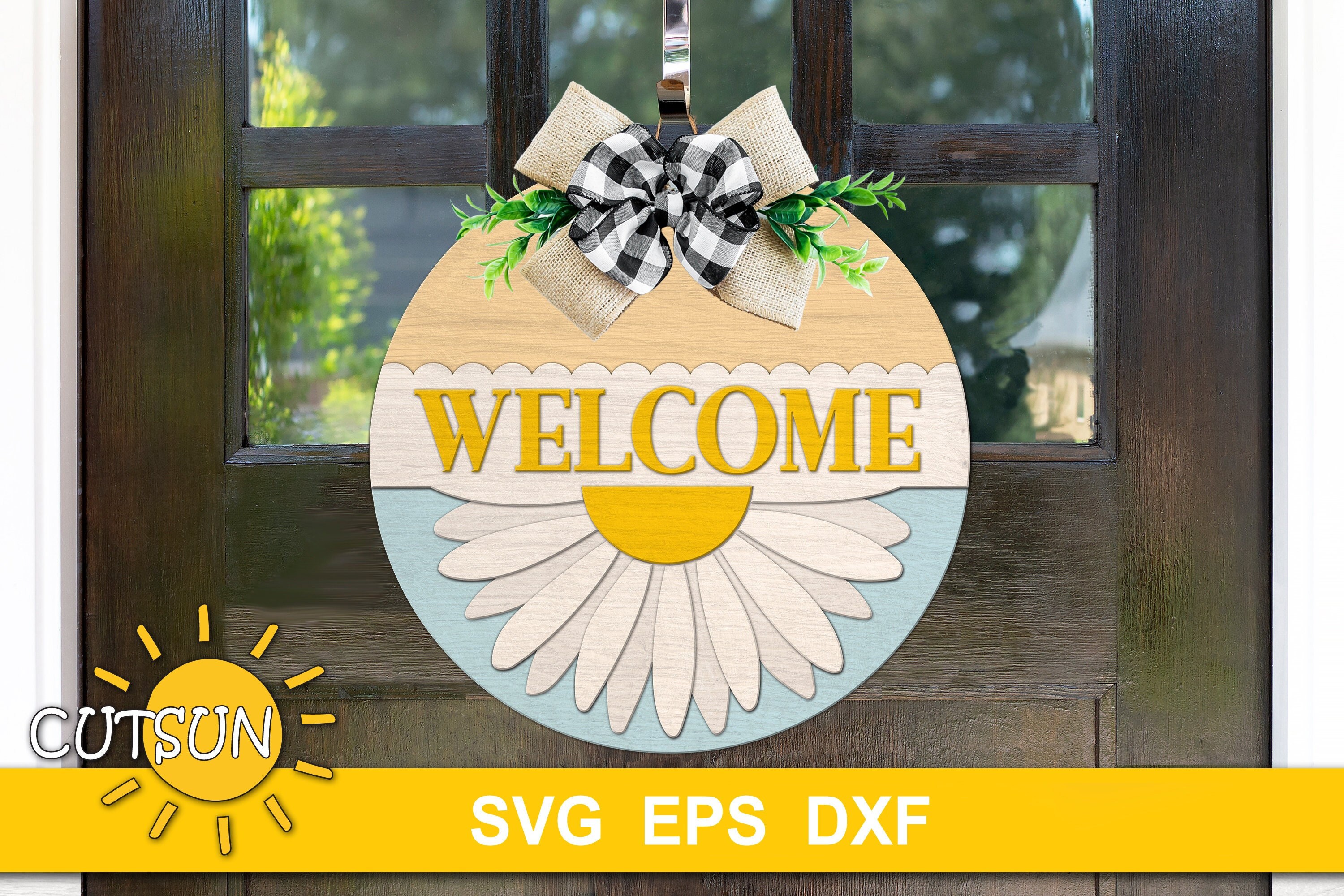Summer Door Hanger SVG | Daisy Welcome Sign | Laser Cut File for ...