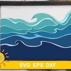 3D Layered Waves SVG Bundle 3D Layered Sea Cricut Silhouette Glowforge ...