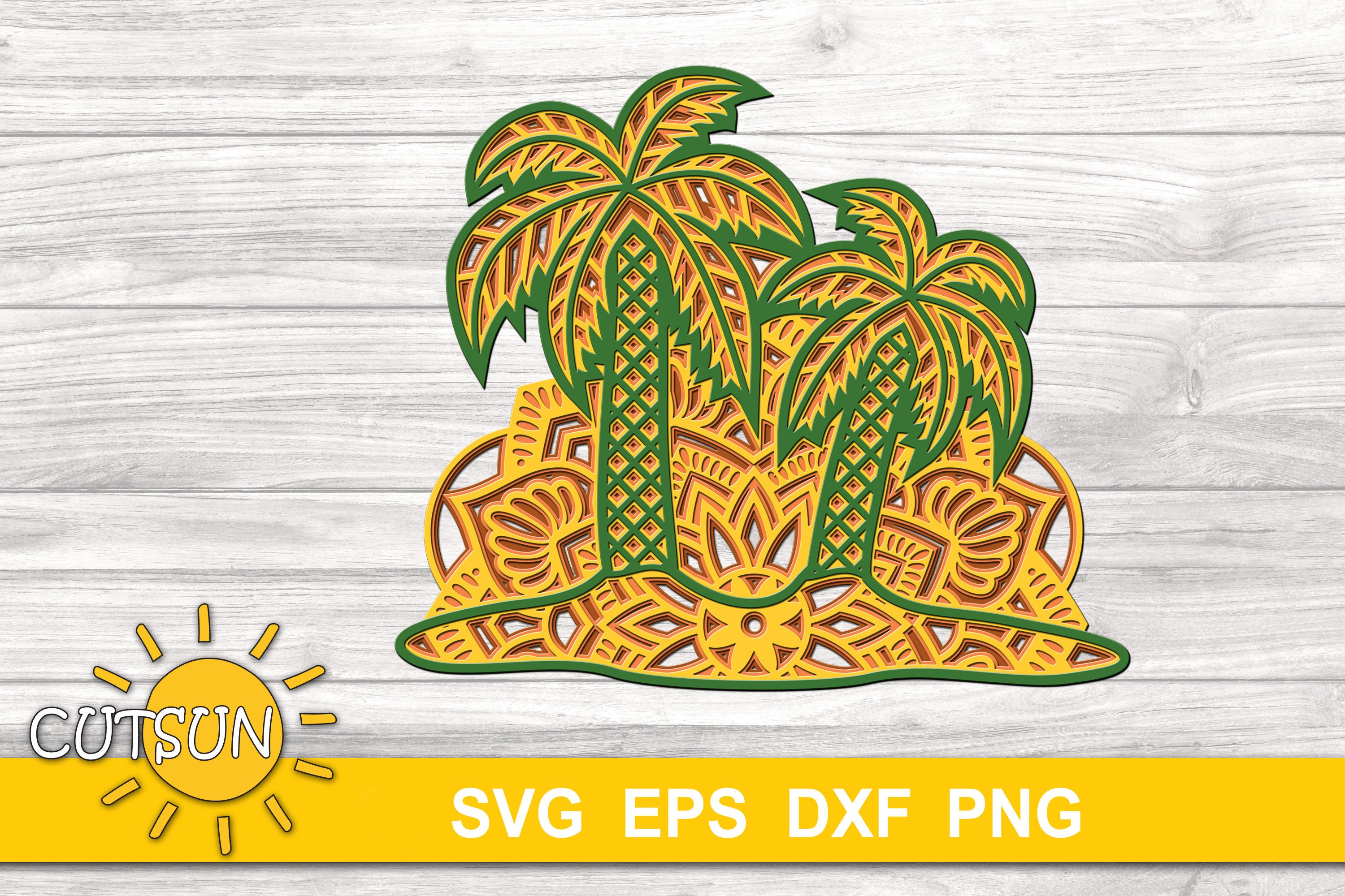 Download 3d Layered Mandala Palm Trees Svg 4 Layers Cut File Etsy