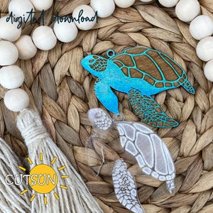 Schildkröte Schlüsselbund SVG | Meeresschildkröte svg | Laser Cut Datei | Strand SVG | Strand Schlüsselbund svg | Auto Anhänger svg | Glowforge svg | Geschenk für sie