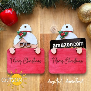 Mrs Santa gift card holder SVG Christmas gift card holder SVG Christmas decor svg Christmas Ornament svg Laser cut file Christmas SVG