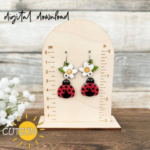 Orecchini coccinella SVG / Orecchini primaverili floreali SVG / Orecchini pendenti coccinella / File tagliati al laser / Fiore primaverile SVG / Glowforge svg