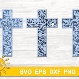 3D Layered Kreuz SVG Mini Bundle | Mehrschichtiges Kreuz Floral SVG | Geschichtetes Mandala Kreuz SVG | Glowforge svg | Laser cut Datei