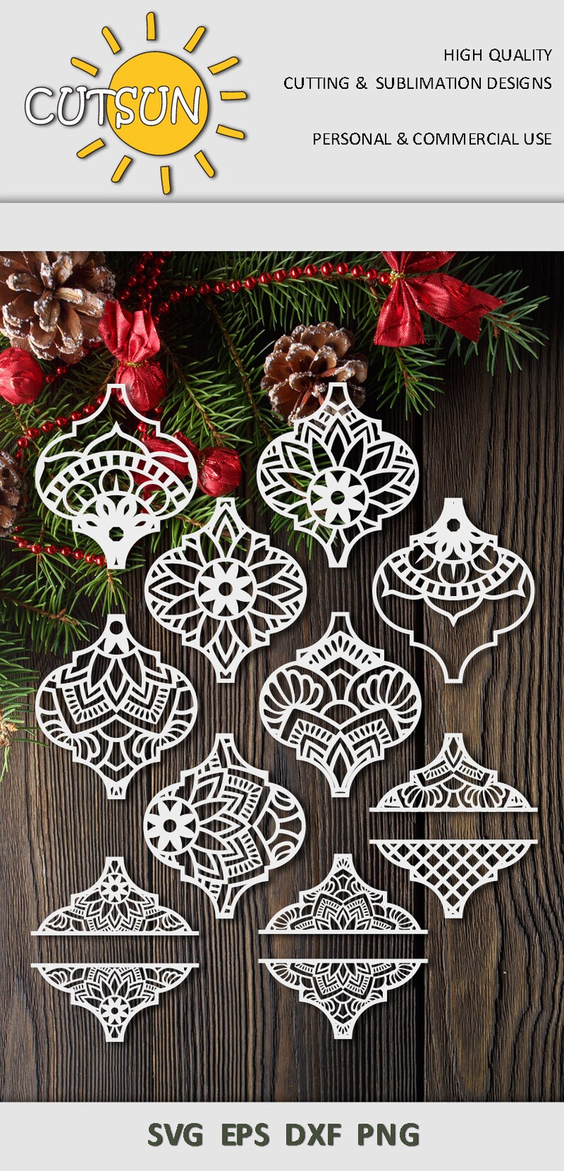 Download Christmas Ornaments Arabesque tile bundle Christmas SVG | Etsy