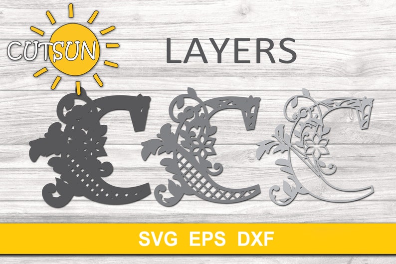 Clip Art Laser Cut Template 3d Alphabet Layered Mandala C 3 Layers Svg Eps Dxf Cricut Svg Silhouette Svg Glowforge Svg Art Collectibles