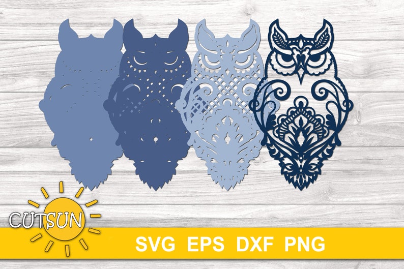 Download Dxf Glowforge Dxf 4 Layers Laser Cut File 3d Layered Owl Mandala Svg Eps Embellishments Craft Supplies Tools Kientructhanhdat Com