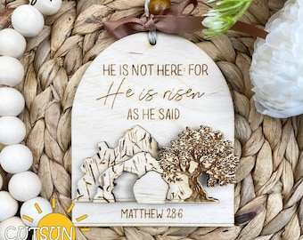 Easter Resurrection Ornament SVG | Empty Tomb and Cross Scene | Christian Religious Laser Cut File