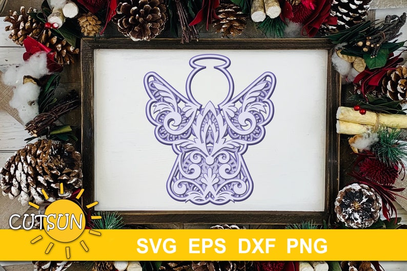 Download 3D Layered Mandala Angel SVG 5 layers cut file Set of two 3D | Etsy