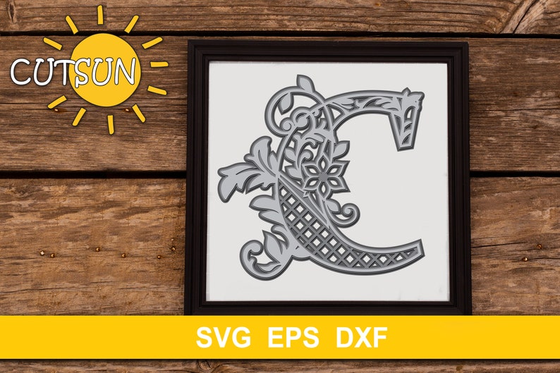 Download Clip Art Laser Cut Template 3d Alphabet Layered Mandala C 3 Layers Svg Eps Dxf Cricut Svg Silhouette Svg Glowforge Svg Art Collectibles
