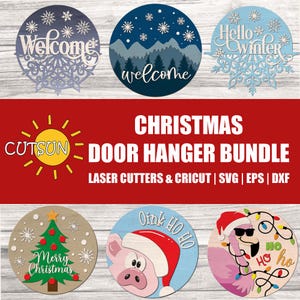 Christmas Door Hanger SVG Bundle | Christmas Welcome Signs SVG Bundle | Laser Cut File Cricut SVG 2023 Vol. 3