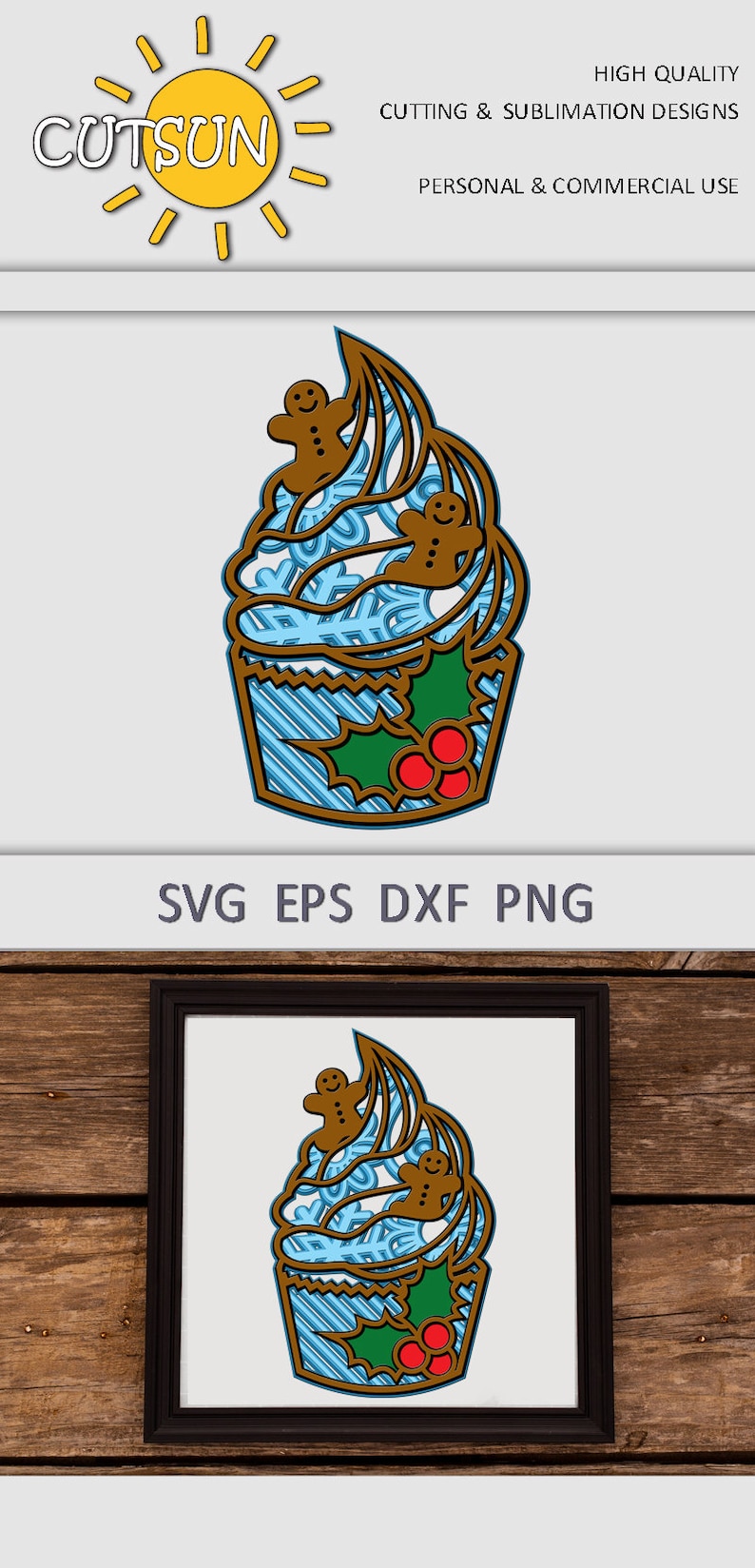 Download 3D Layered Cupcake Mandala SVG Christmas cookies 5 layers ...
