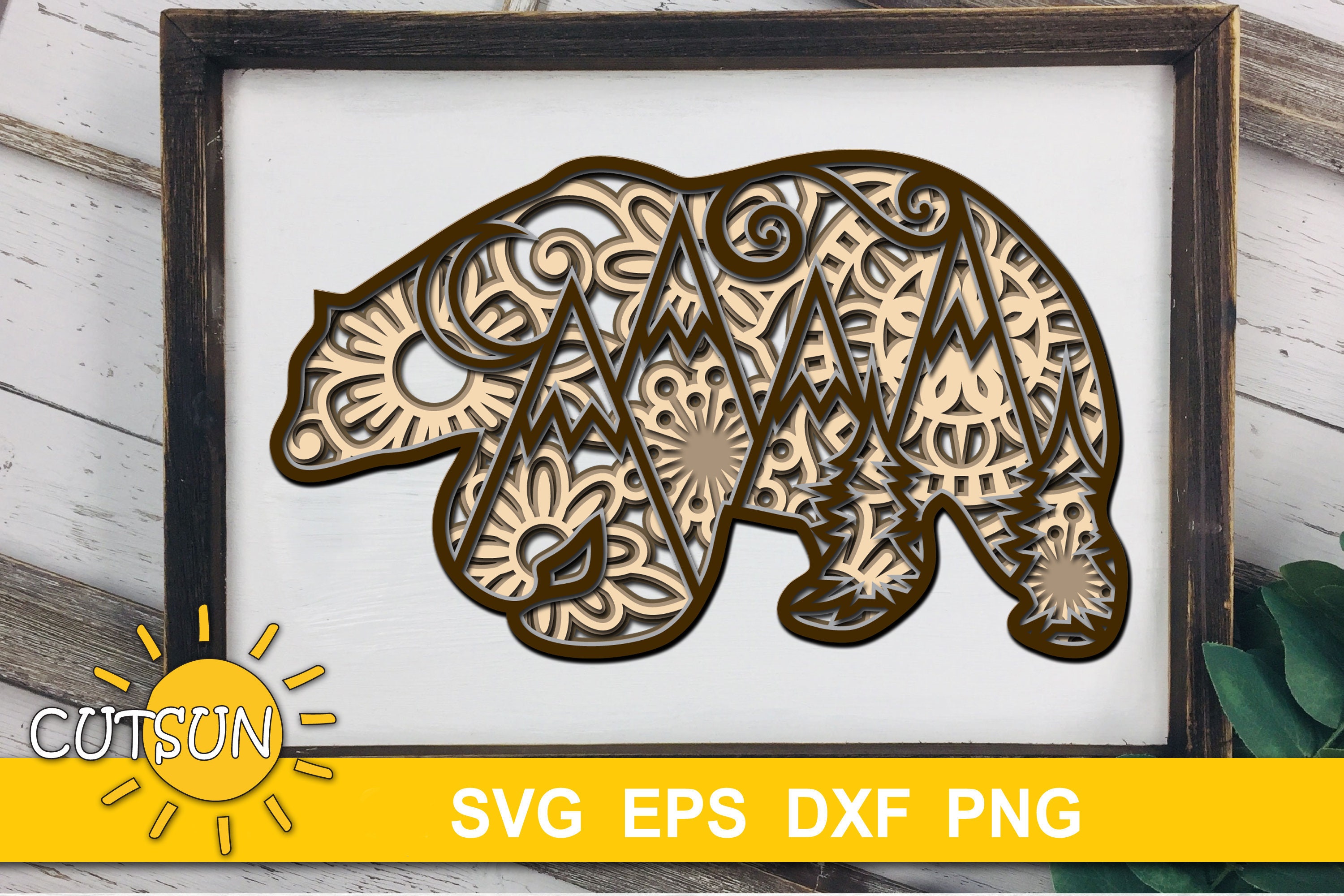 Download 3d Layered Mandala Bear Svg 5 Layers Cut File 3d Layered Dxf Etsy