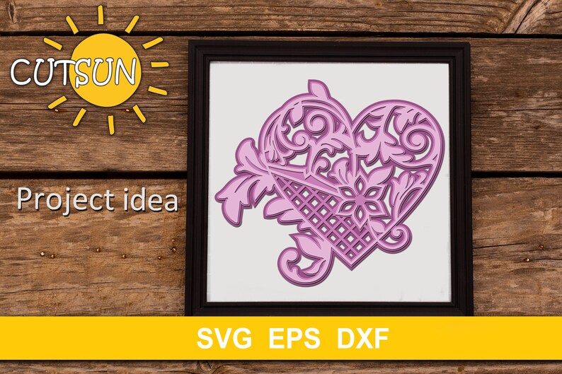 Download 3D Layered Mandala Heart SVG 3 layers cut file | Etsy