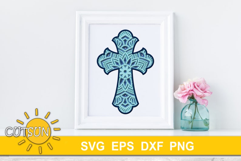Download 3d Layered Mandala Cross Svg Multilayered Mandala Cross Svg Glowforge Svg Clip Art Art Collectibles