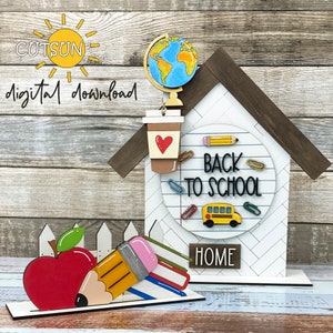 Back to School Add-on for the Interchangeable shelf decor svg House and Fence set SVG FILE Teacher svg Laser cut file