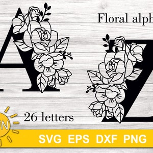 Floral Alphabet SVG 26 letters, Monogram SVG, 2