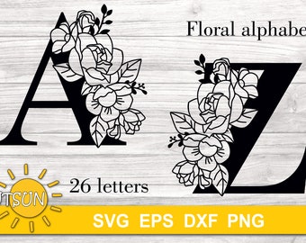 Floral Letters A-Z SVG | Floral Alphabet SVG | Monogram SVG |2|