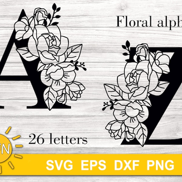 Floral Letters A-Z SVG | Floral Alphabet SVG | Monogram SVG |2|