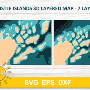 Apostle Islands 3d Lagenkarte SVG EPS DXF - 7 Lagen | Cricut | Silhouette | Glühschmiede | Laserschneider