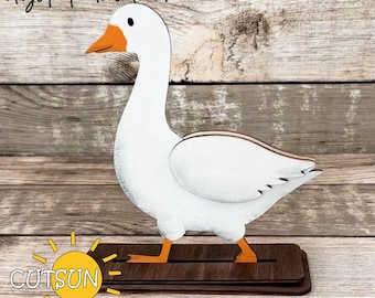 Interchangeable Goose Shelf Sitter SVG | Farmhouse Goose Base | Laser Cut File