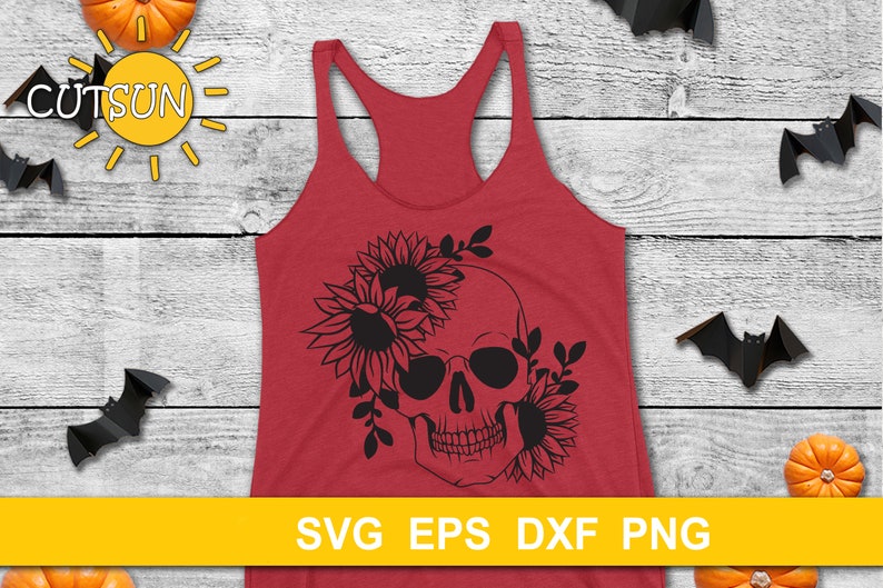 Download Floral skull svg Skull with sunflowers svg Halloween svg | Etsy